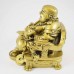 Bright Brass Color Poly Resin Laughing Buddha Sitting On Emperor Dragon Chair On Bed Of Coins Holding Money Bag And Ingot In Hand  YC-STB02