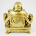 Bright Brass Color Poly Resin Laughing Buddha Sitting On Emperor Dragon Chair On Bed Of Coins Holding Money Bag And Ingot In Hand  YC-STB02