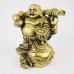 Brass Color Small Laughing Buddha Standing On Wealth Bag And Ingot With Strings Of Coins In Hand Signifies Wealth, Luck And Happiness YC-STB03