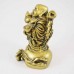 Brass Color Small Laughing Buddha Standing On Wealth Bag And Ingot With Strings Of Coins In Hand Signifies Wealth, Luck And Happiness YC-STB03