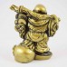 Brass Color Small Laughing Buddha Standing On Wealth Bag And Ingot With Strings Of Coins In Hand Signifies Wealth, Luck And Happiness YC-STB03