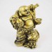 Brass Color Small Laughing Buddha Standing On Wealth Bag And Ingot With Strings Of Coins In Hand Signifies Wealth, Luck And Happiness YC-STB03