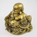 Dark Brass Color Poly Resin Two Face Laughing Buddha With Ingot And Health Symbol YC-STB04