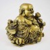 Dark Brass Color Poly Resin Two Face Laughing Buddha With Ingot And Health Symbol YC-STB04