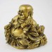Dark Brass Color Poly Resin Two Face Laughing Buddha With Ingot And Health Symbol YC-STB04