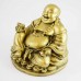 Brass Color Poly Resin Laughing Buddha With Wealth Bag Sitting On Treasure YC-STB05