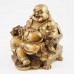 Huge Size Golden Laughing Buddha Statue On Emperor Golden Dragon Chair With Wealth Bag And Bed Of Coins At Feet YC-STBIGB01