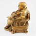 Huge Size Golden Laughing Buddha Statue On Emperor Golden Dragon Chair With Wealth Bag And Bed Of Coins At Feet YC-STBIGB01