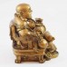 Huge Size Golden Laughing Buddha Statue On Emperor Golden Dragon Chair With Wealth Bag And Bed Of Coins At Feet YC-STBIGB01