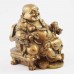 Huge Size Golden Laughing Buddha Statue On Emperor Golden Dragon Chair With Wealth Bag And Bed Of Coins At Feet YC-STBIGB01