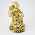 Brass Color Poly Resin Travelling Laughing Buddha On Base Holding Staff With Strings Of Treasure Bag Brings Prosperity Luck And Happiness YC-STNB01