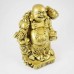 Brass Color Poly Resin Travelling Laughing Buddha On Base Holding Staff With Strings Of Treasure Bag Brings Prosperity Luck And Happiness YC-STNB01
