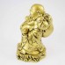 Brass Color Poly Resin Travelling Laughing Buddha On Base Holding Staff With Strings Of Treasure Bag Brings Prosperity Luck And Happiness YC-STNB01