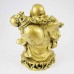 Brass Color Poly Resin Travelling Laughing Buddha On Base Holding Staff With Strings Of Treasure Bag Brings Prosperity Luck And Happiness YC-STNB01