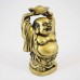 Brass Color Laughing Buddha with Elevated Ingot with both hands  YC-STNB02