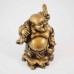 Brass Color Poly Resin Laughing Buddha With Wealth Bag On Staff And Bottle Guard  YC-STNB03