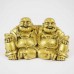 Brass Color Twin Conjoint Laughing Buddha Sitting With Ingot In Hand Brings Prosperity, Success And Financial Gains To The House YC-TWB01