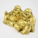 Brass Color Twin Conjoint Laughing Buddha Sitting With Ingot In Hand Brings Prosperity, Success And Financial Gains To The House YC-TWB01