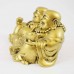 Brass Color Twin Conjoint Laughing Buddha Sitting With Ingot In Hand Brings Prosperity, Success And Financial Gains To The House YC-TWB01