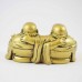 Brass Color Twin Conjoint Laughing Buddha Sitting With Ingot In Hand Brings Prosperity, Success And Financial Gains To The House YC-TWB01