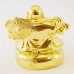 Golden Metal Craft Laughing Buddha Collectible Jewel Box sitting on Wealth bag YHX-1001