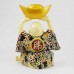 Porcelain Handmade Colorful Laughing buddha in Robe with Elevated Ingot with Both hands YJLB-STB01