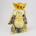 Porcelain Handmade Colorful Laughing buddha in Robe with Elevated Ingot with Both hands YJLB-STB01