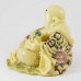 Laughing Buddha Sitting On Lotus Lead With Treasure Box And Bat For Good Wealth And Luck YJLB-STB03