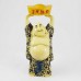 Porcelain Handmade Colorful Laughing Buddha Standing In Robe With Elevated Ingot With Both Hands YJLB-STNB01