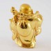 Handmade Golden Small Size Laughing Buddha Statue Holding Money Bag , Coins And Ingot YXL-S1001