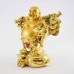 Handmade Golden Shining Laughing Buddha Statue With Coins & Calabash On Tree Branch Standing YXL-1002