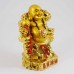 Handmade Shiny Golden Laughing Buddha Carrying Wealth Bag And Thee Treasure Box In Red Robe With Ingot On Other Hand YXL-1003