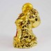 Handmade Shiny Golden Laughing Buddha Carrying Wealth Bag And Thee Treasure Box In Red Robe With Ingot On Other Hand YXL-1003