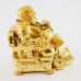 Golden Laughing Buddha Statue On Emperor Golden Dragon Chair With Wealth Bag And Bed Of Coins At Feet YXL-1005