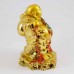 Handmade Shiny Golden Laughing Buddha Carrying Wealth Bag And Thee Ingot In Red Rob With Calabash Gourd In Other Hand YXL-1007