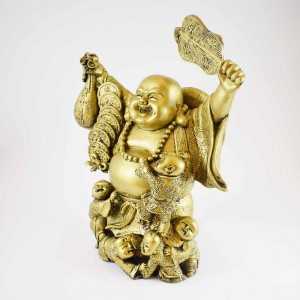 Polyurethane Brass Color Laughing Buddha With Five Children's YXL-BIGB01