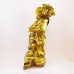 Brass Color Poly Resin Travelling 1.6 Feet Laughing Buddha On Treasure Bag Holding Staff With Strings Of Coins And Wearing Hat YXL-BIGB02