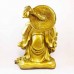 Brass Color Poly Resin Travelling 1.6 Feet Laughing Buddha On Treasure Bag Holding Staff With Strings Of Coins And Wearing Hat YXL-BIGB02