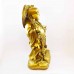 Brass Color Poly Resin Travelling 1.6 Feet Laughing Buddha On Treasure Bag Holding Staff With Strings Of Coins And Wearing Hat YXL-BIGB02