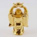 Handmade Golden Small Size Laughing Buddha Statue Elevating A Huge Ingot With Both Hands YXL-S1002