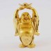 Handmade Golden Small Size Laughing Buddha Statue Elevating A Huge Ingot With Both Hands YXL-S1002