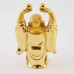 Handmade Golden Small Size Laughing Buddha Statue Lifting 2 Gold Nuggets YXL-S1003