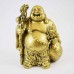 Brass Color Poly Resin Laughing Buddha With Wealth Bag On Staff And Bottle Guard And Mala Bead On Neck YXL-STN02