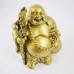 Brass Color Poly Resin Laughing Buddha With Wealth Bag On Staff And Bottle Guard And Mala Bead On Neck YXL-STN02