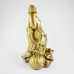 Brass Laughing Buddha On Frog And Coins With Overflowing Wealth Bag And Huge Peach Fruit At Back  XL-STN03