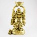 Handmade Golden Medium Size Laughing Buddha Statue On Treasure Bag Elevating A Huge Ingot With Both Hands YXL-STN04