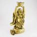 Handmade Golden Medium Size Laughing Buddha Statue On Treasure Bag Elevating A Huge Ingot With Both Hands YXL-STN04