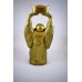 Handmade Golden Huge Size Laughing Buddha Statue Elevating A Huge Ingot With Both Hands YFM-BIGB03