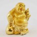 Handmade Golden small Laughing Buddha Statue Calabash Gourd in one hand and holding wealth bag and ingot  YXL-S1006