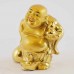 Handmade Golden small Laughing Buddha Statue Calabash Gourd in one hand and holding wealth bag and ingot  YXL-S1006